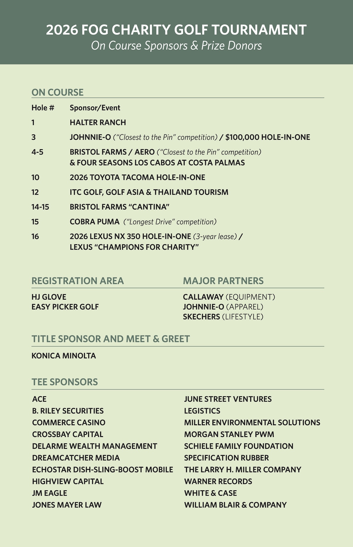 FOG Sponsors & Donors