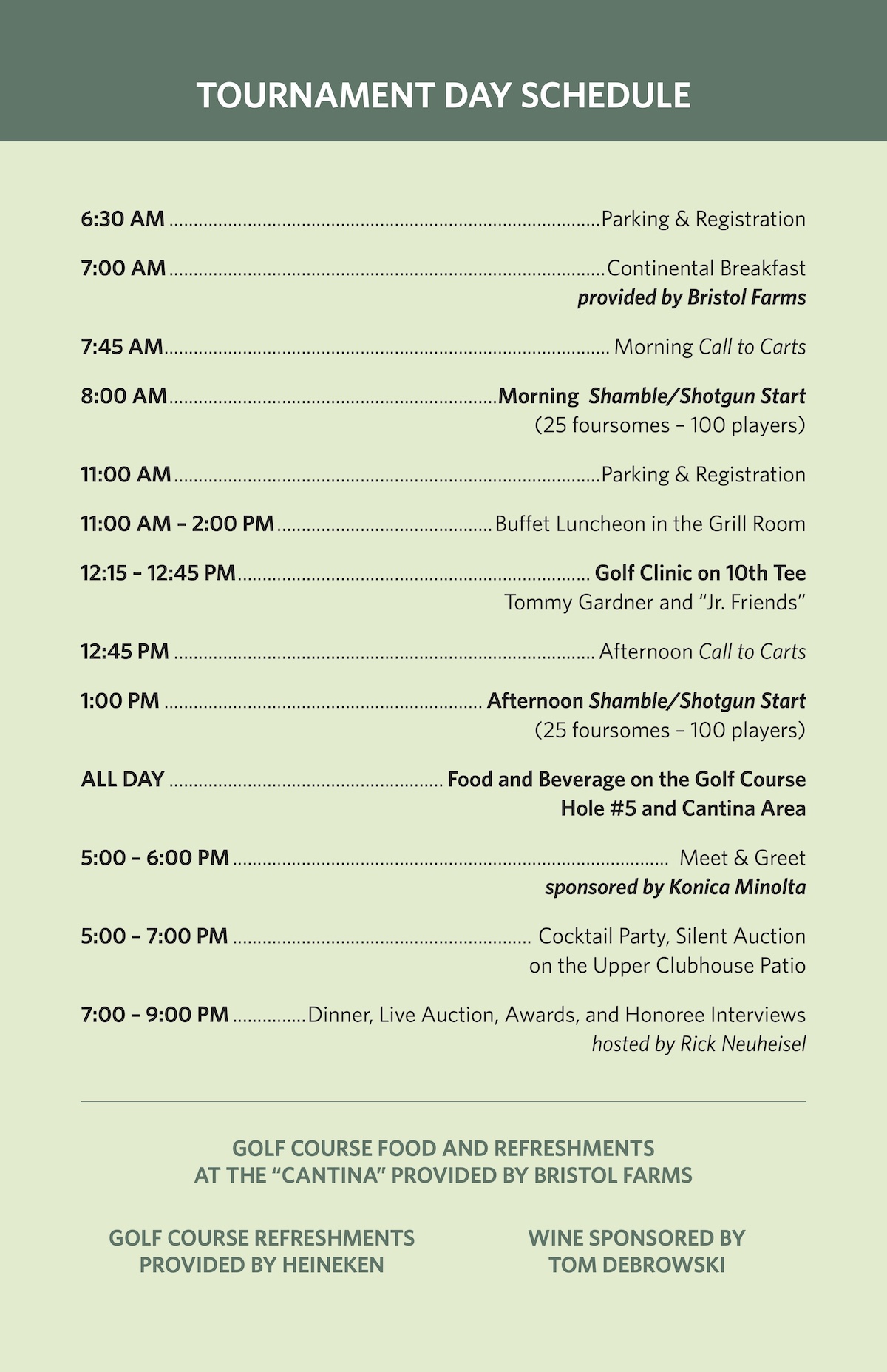 Tournament Day Schedule